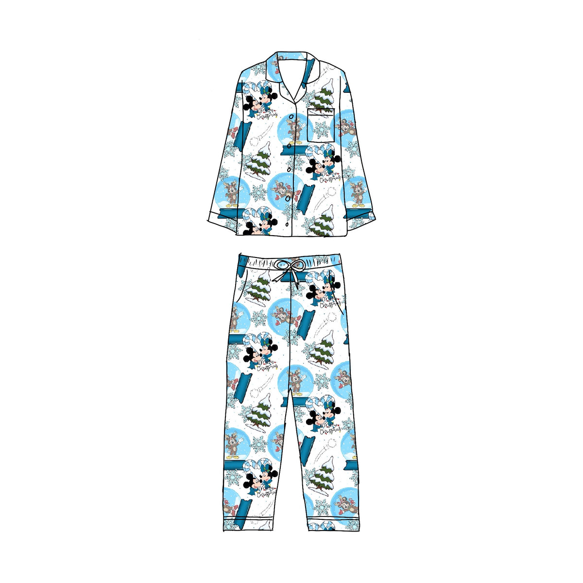 Winter Mickey 2-piece button down set