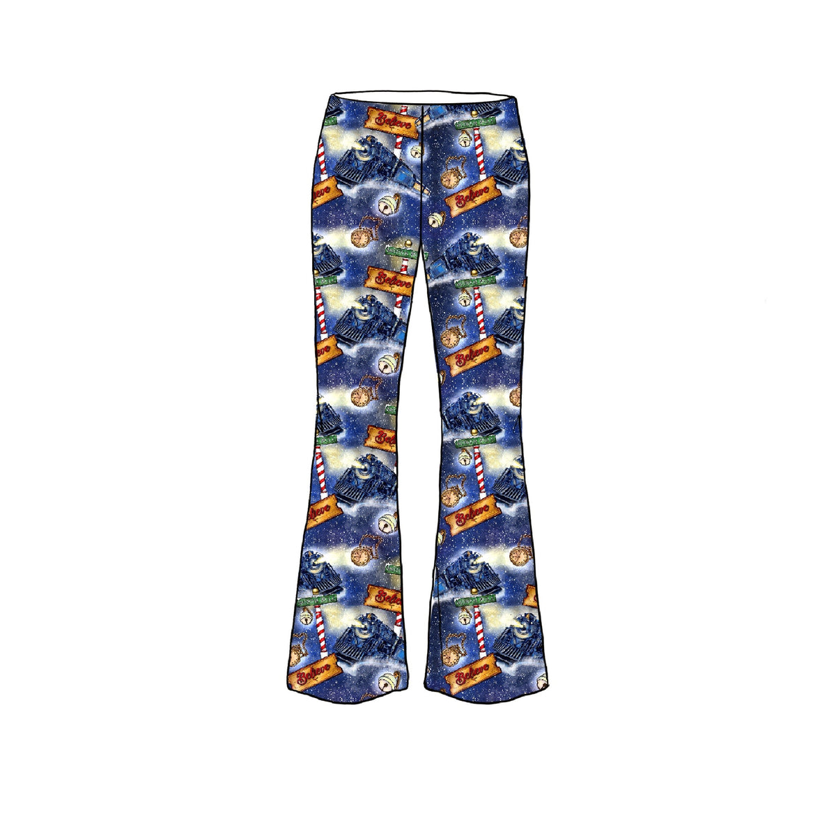 Polar Express Adult bamboo Flare Pants and Shirt Set