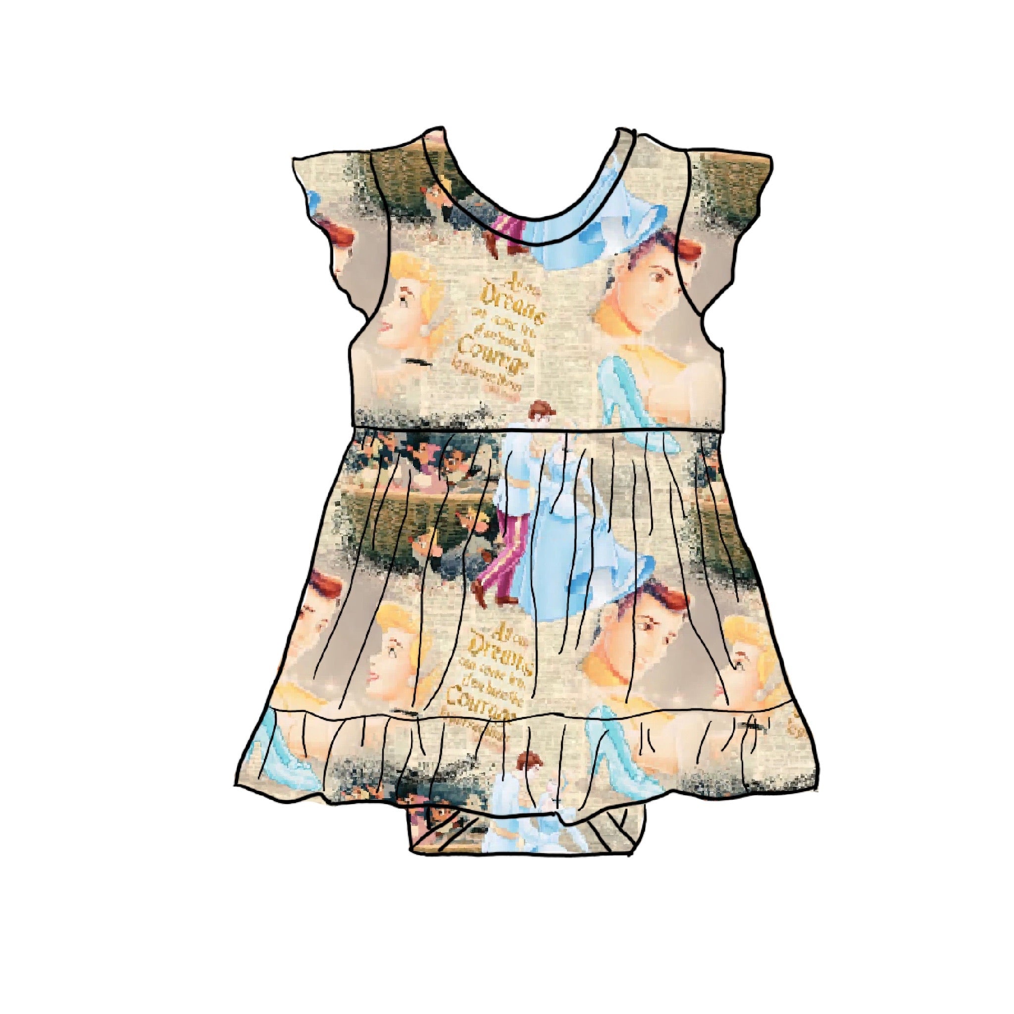 Midnight Waltz Bamboo Viscose Baby Skirted Bodysuit