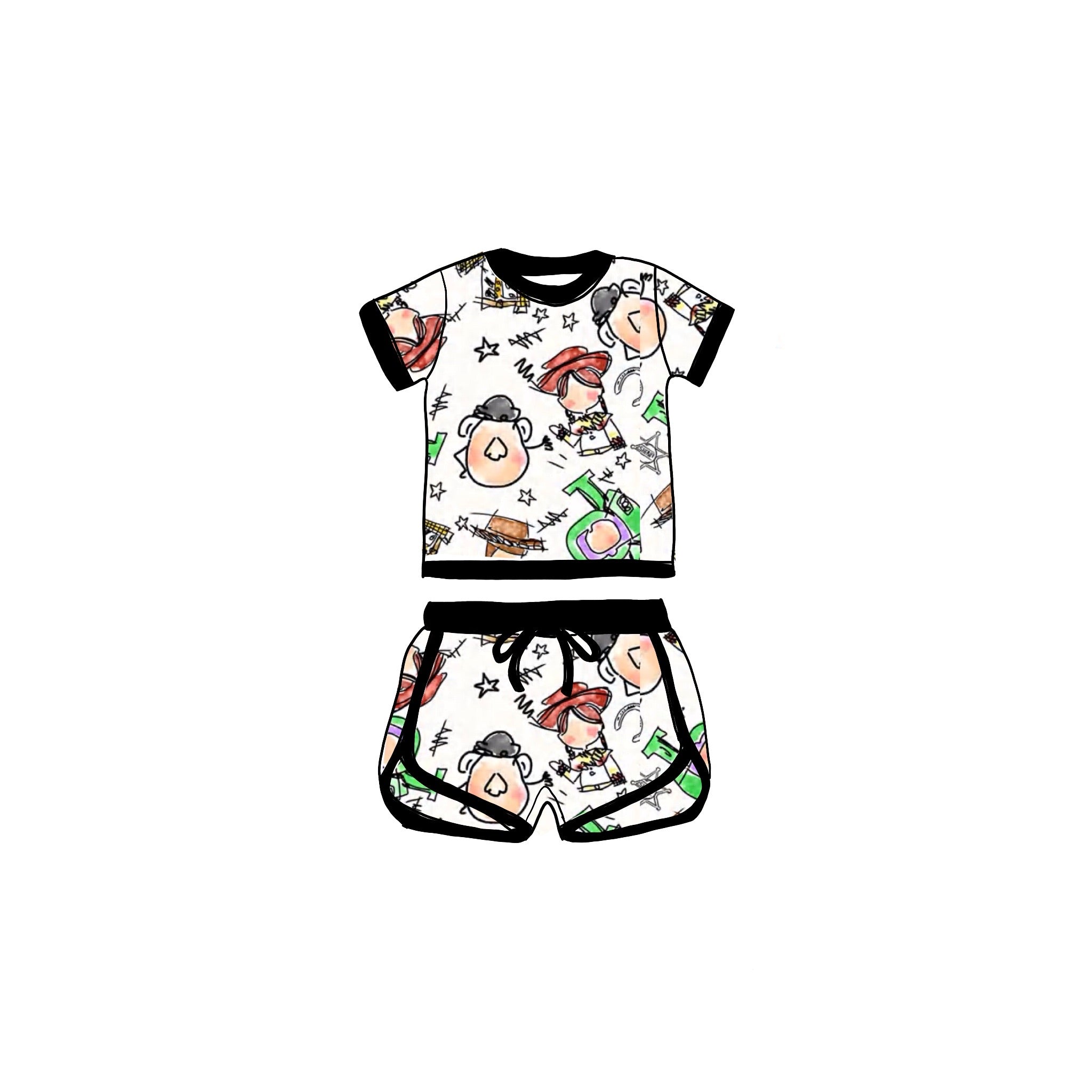 Sketch Bamboo Drawstring Short Set