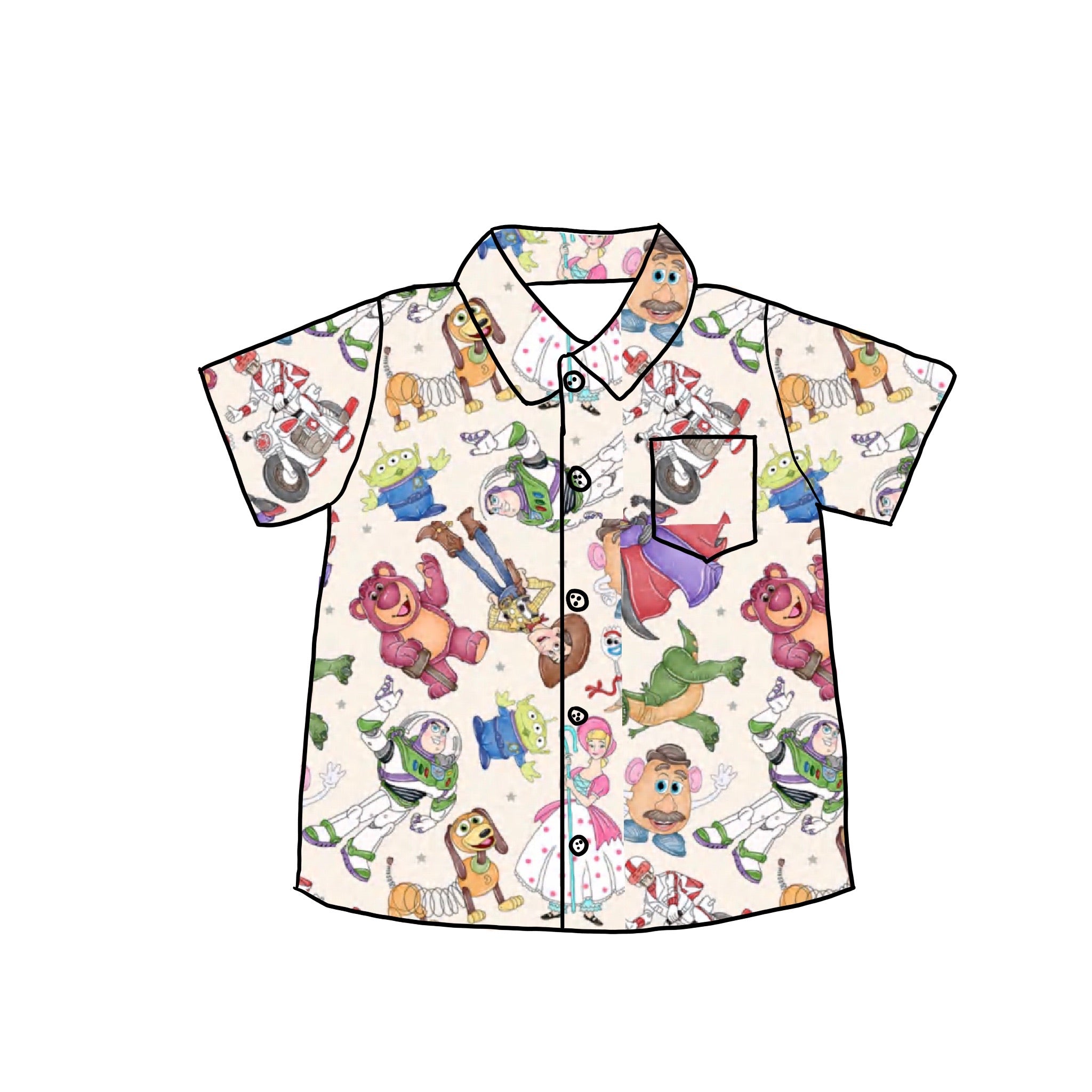 Watercolor Toys Button Down