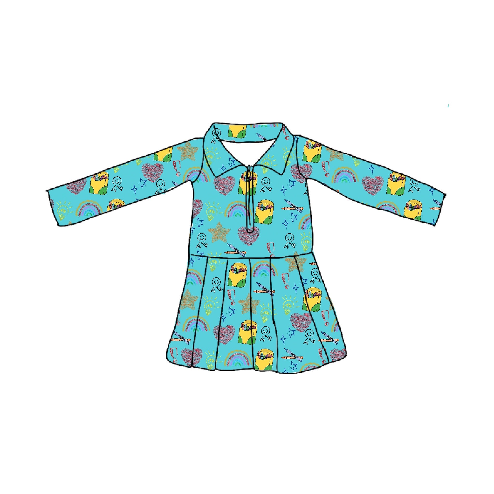 Scribble & Sketch Long Sleeve Athletic Dress