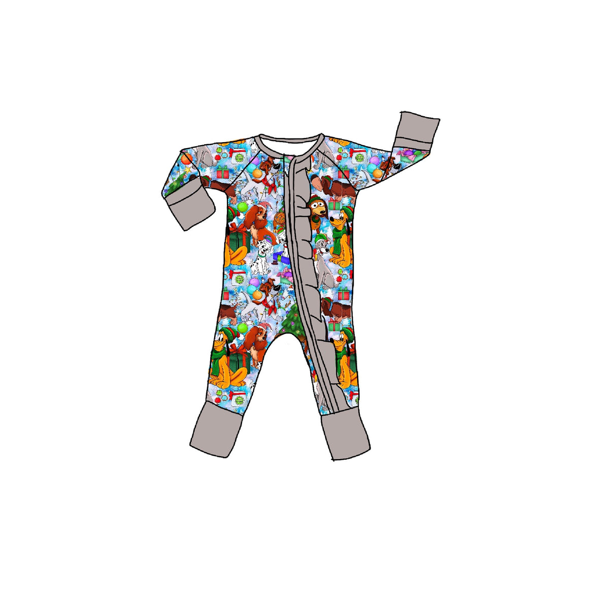 Santa’s Paws Bamboo Ruffle Zippie Romper