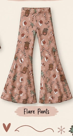 Reindeer Games Adult bamboo Flare Pants and Shirt Set