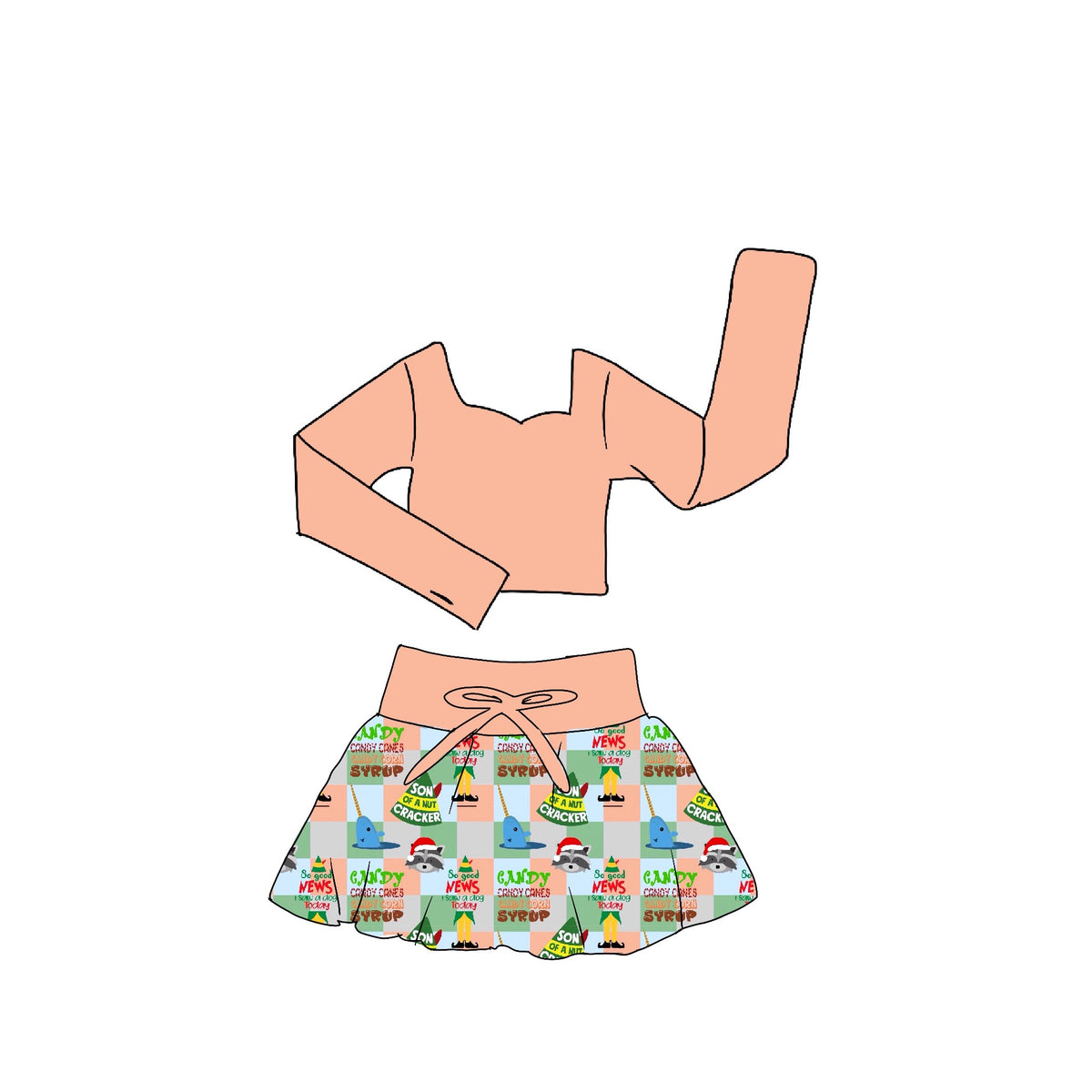 SANTA’S Coming Long Sleeve Athletic Skirt Set