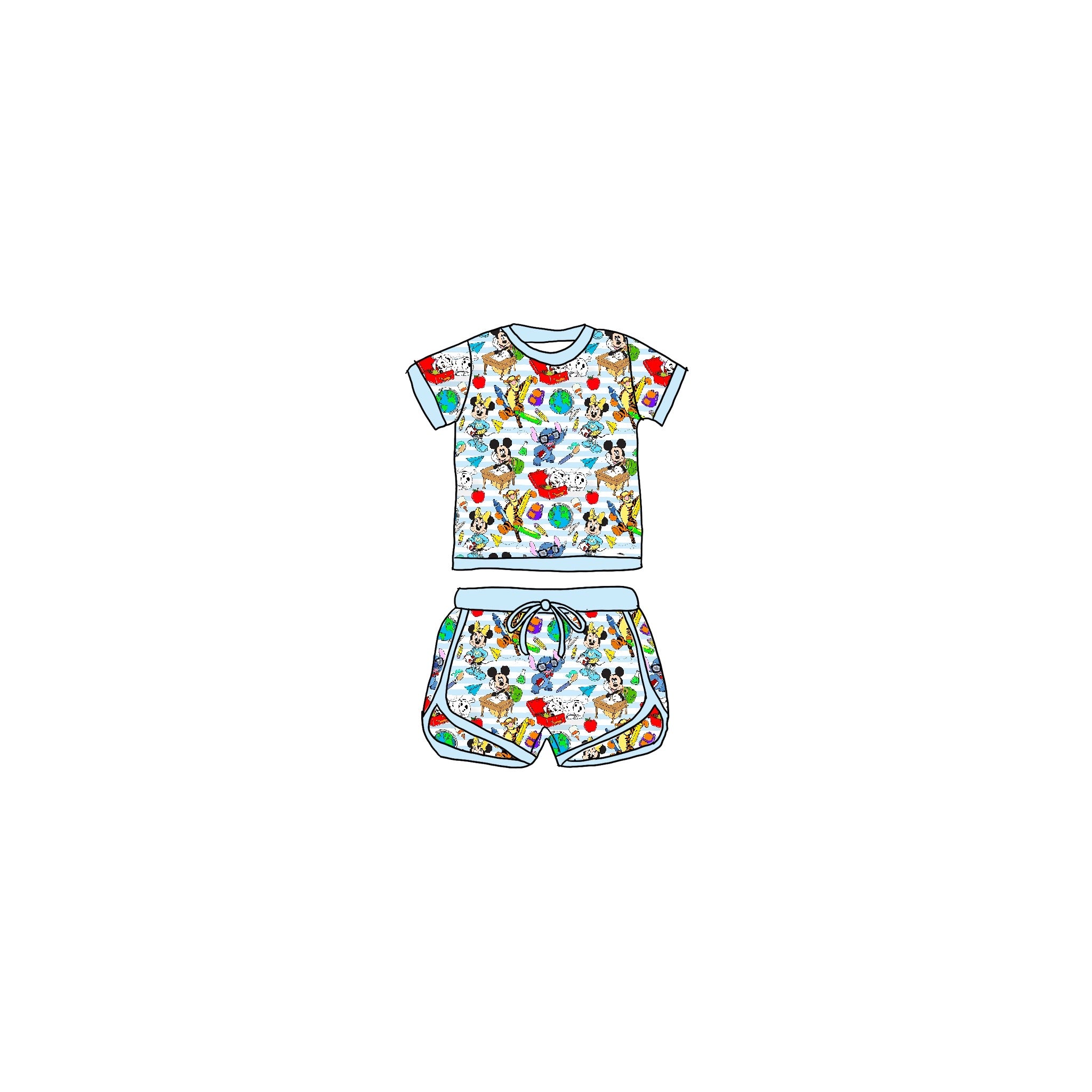 Stitch University Bamboo Drawstring Short Set