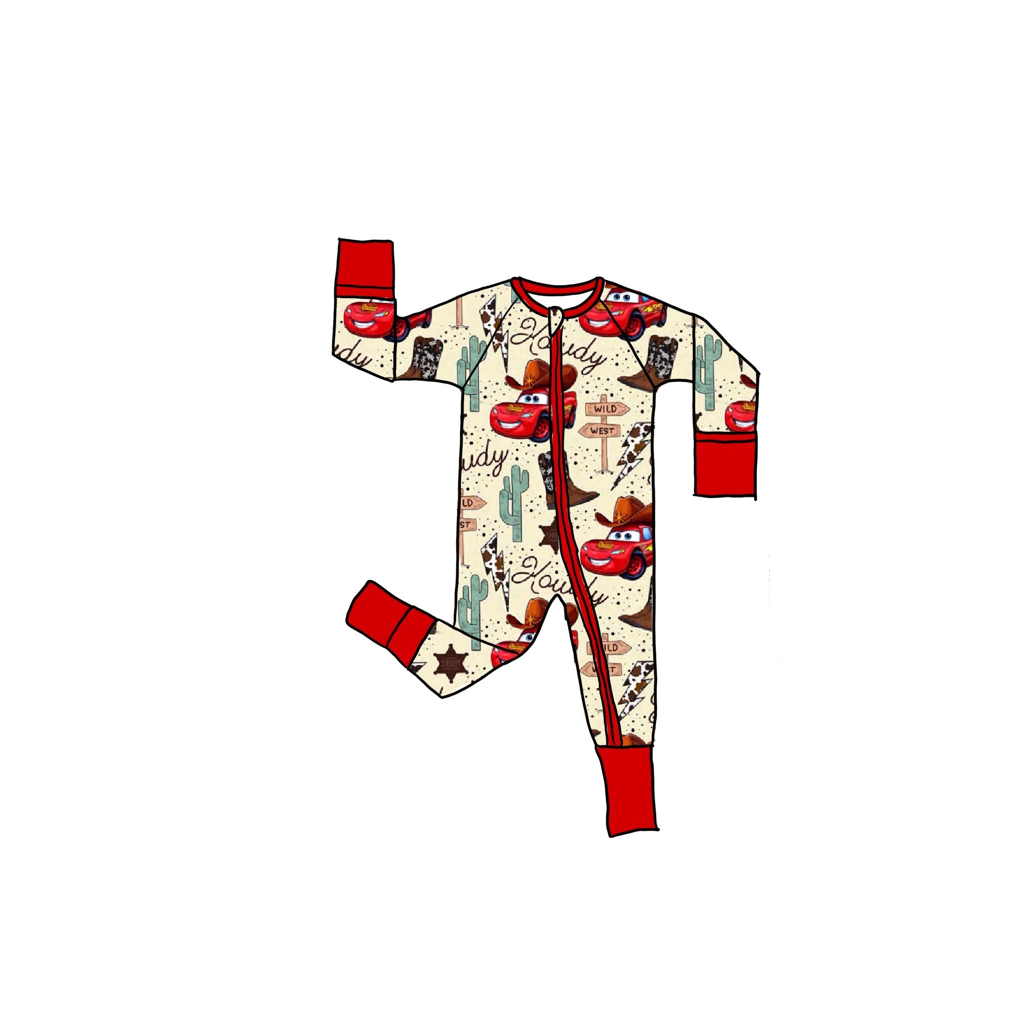 Sheriff McQueen Bamboo Zippie Romper