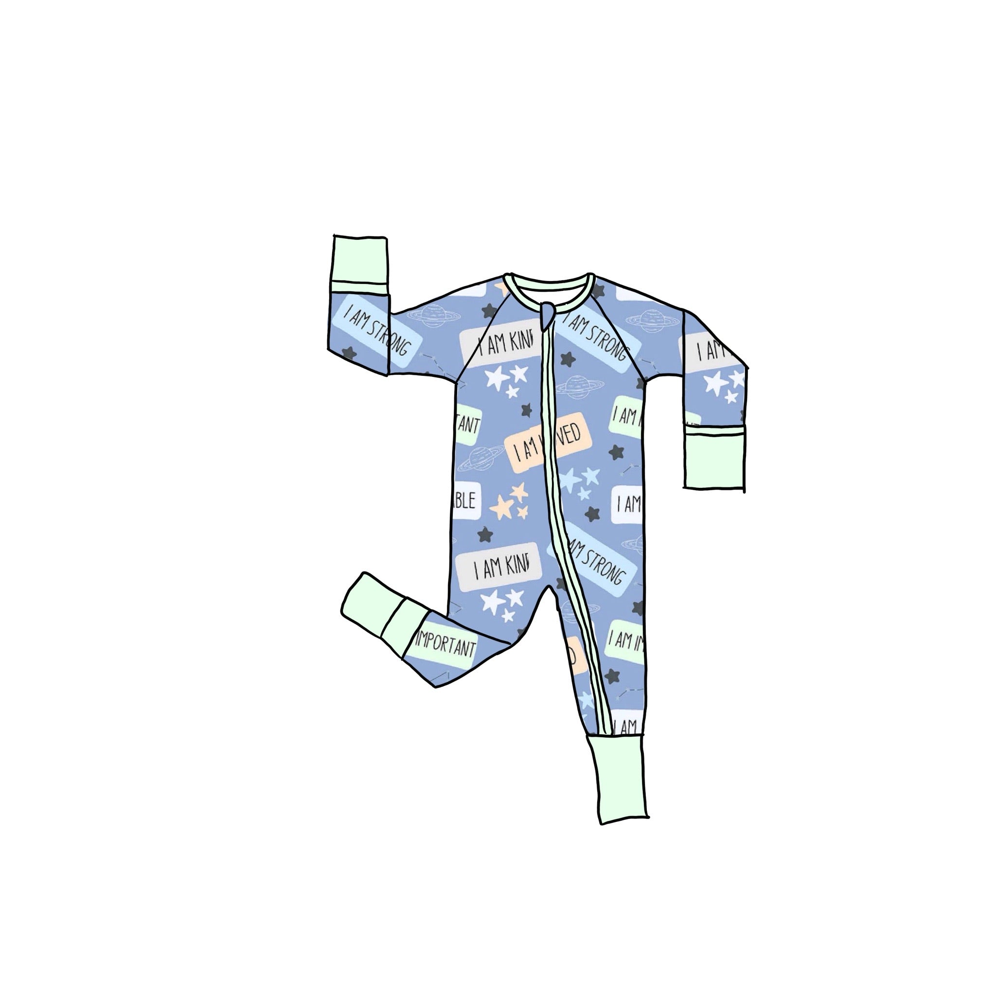 Space Capable Bamboo Zippie Romper