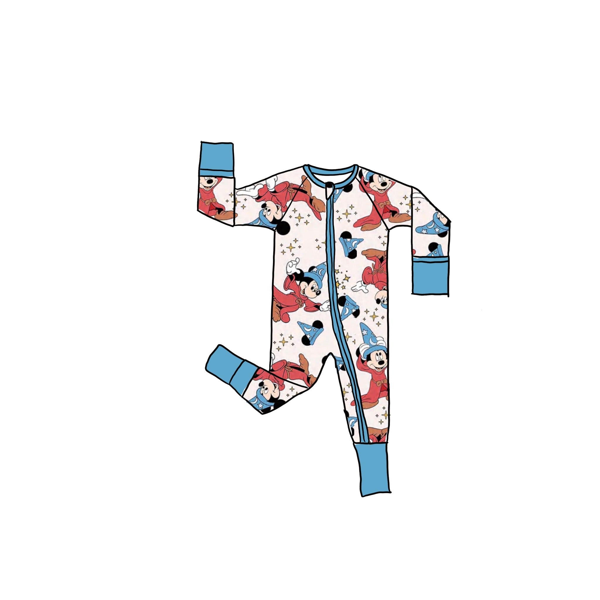 Sorcerers Apprentice Bamboo Zippie Romper