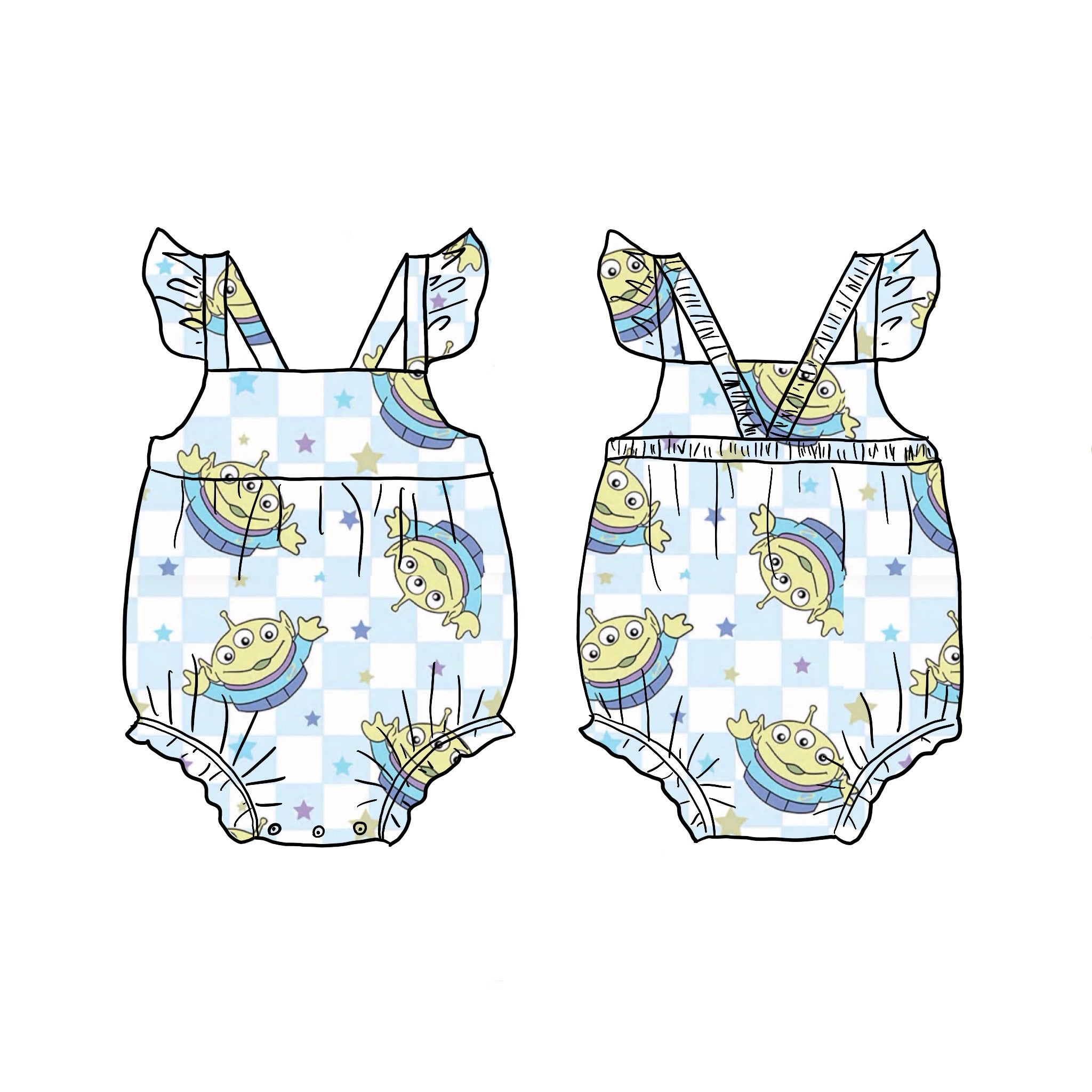 Mystic Portal Bamboo Ruffle bubble romper
