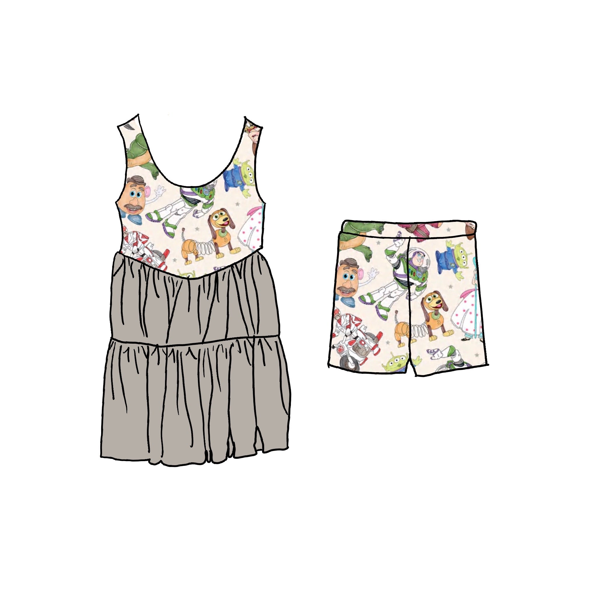 Watercolor Toys Athletic Twirl Dress