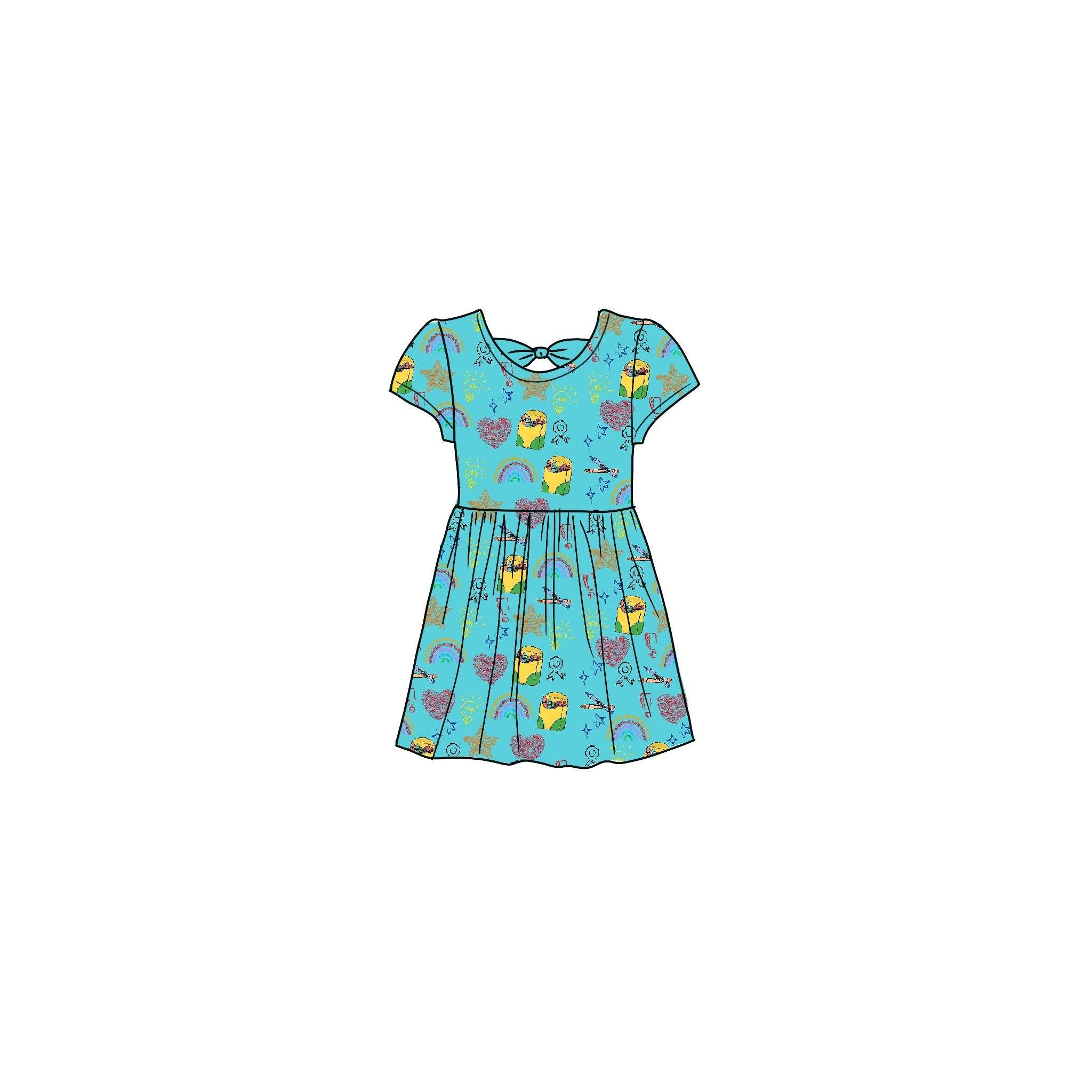 Scribble & Sketch Bamboo Dress with Bow