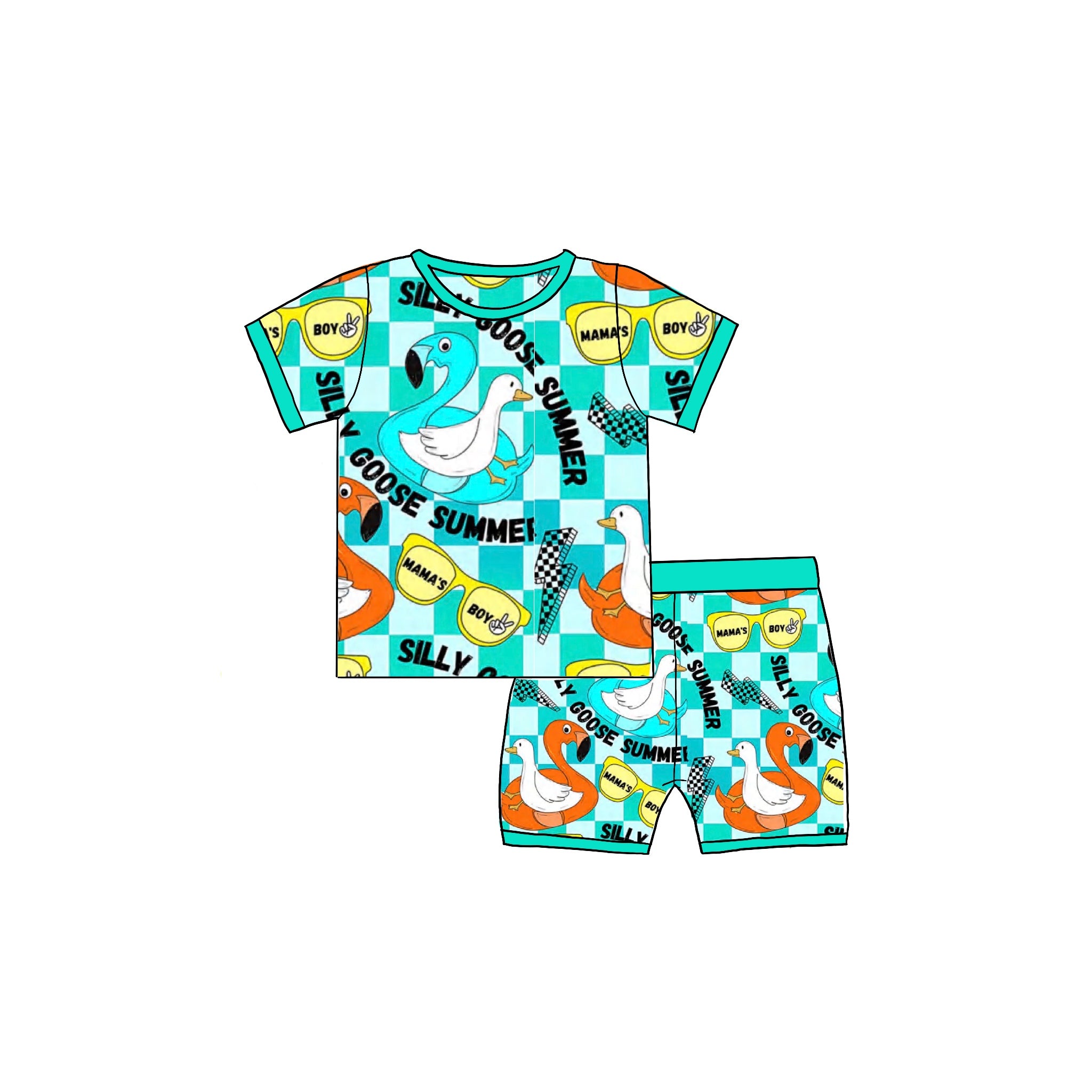 Blue Silly Goose Bamboo Sleep Short Set