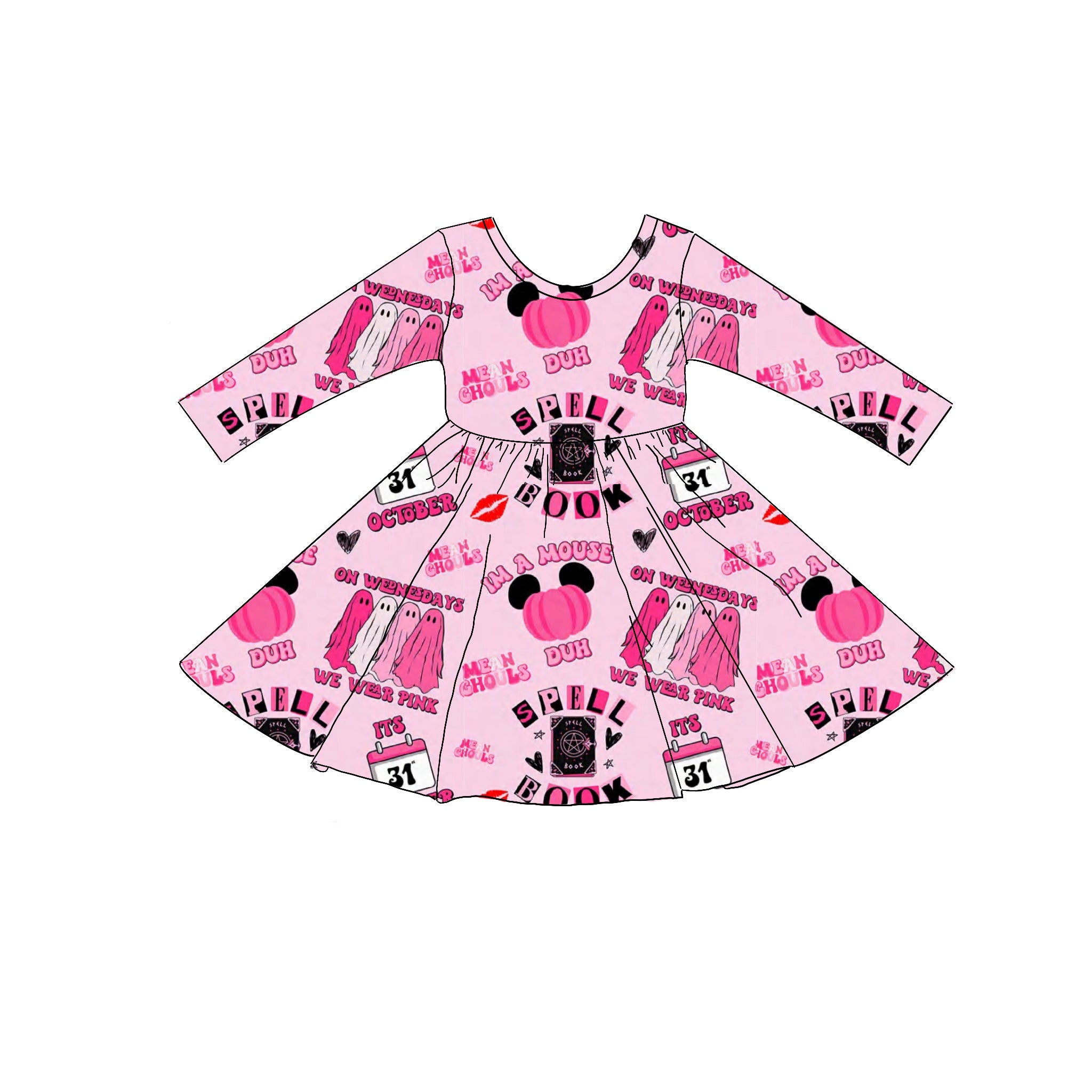 Mean Ghouls Long Sleeve Bamboo Dress