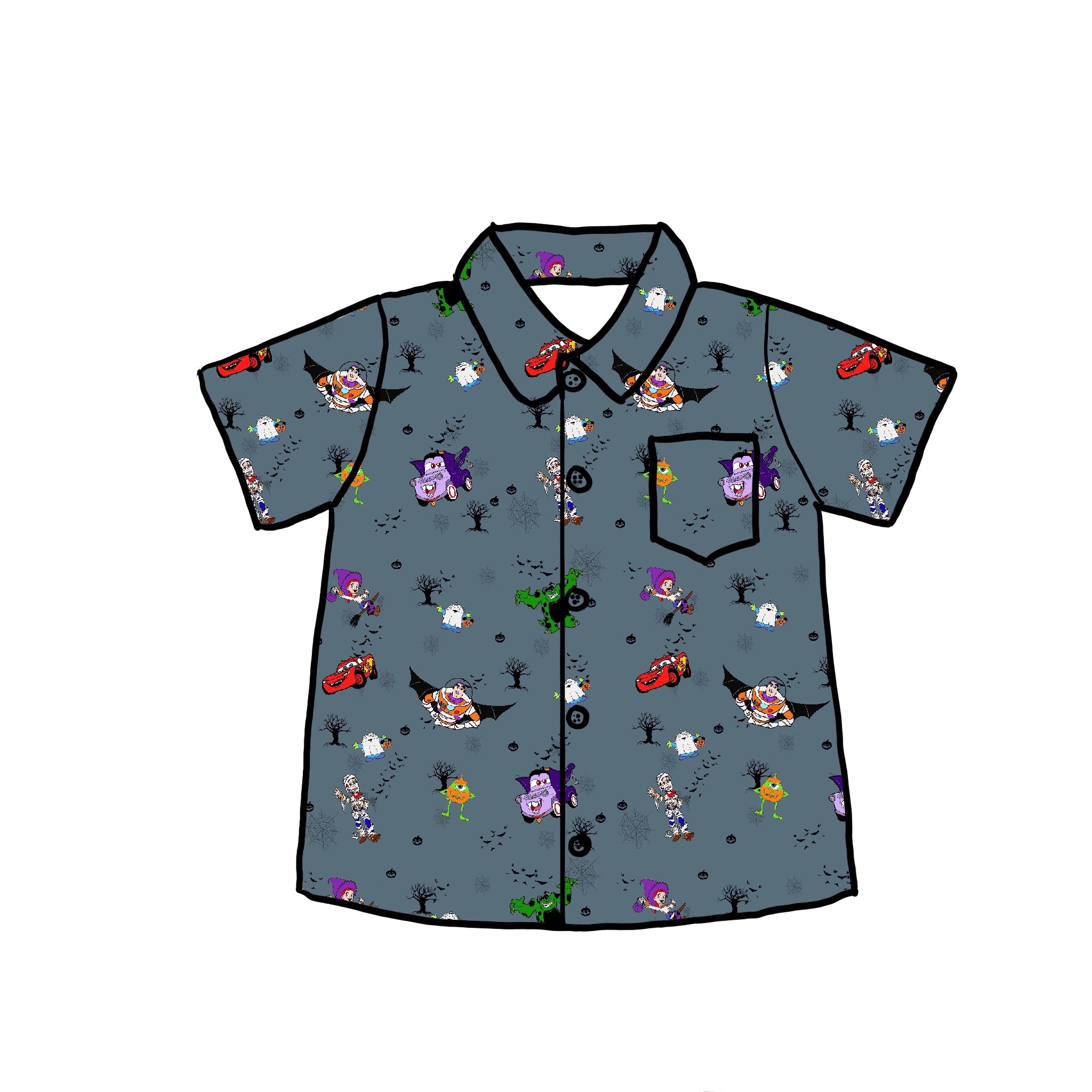 Pixar Frights Button Down