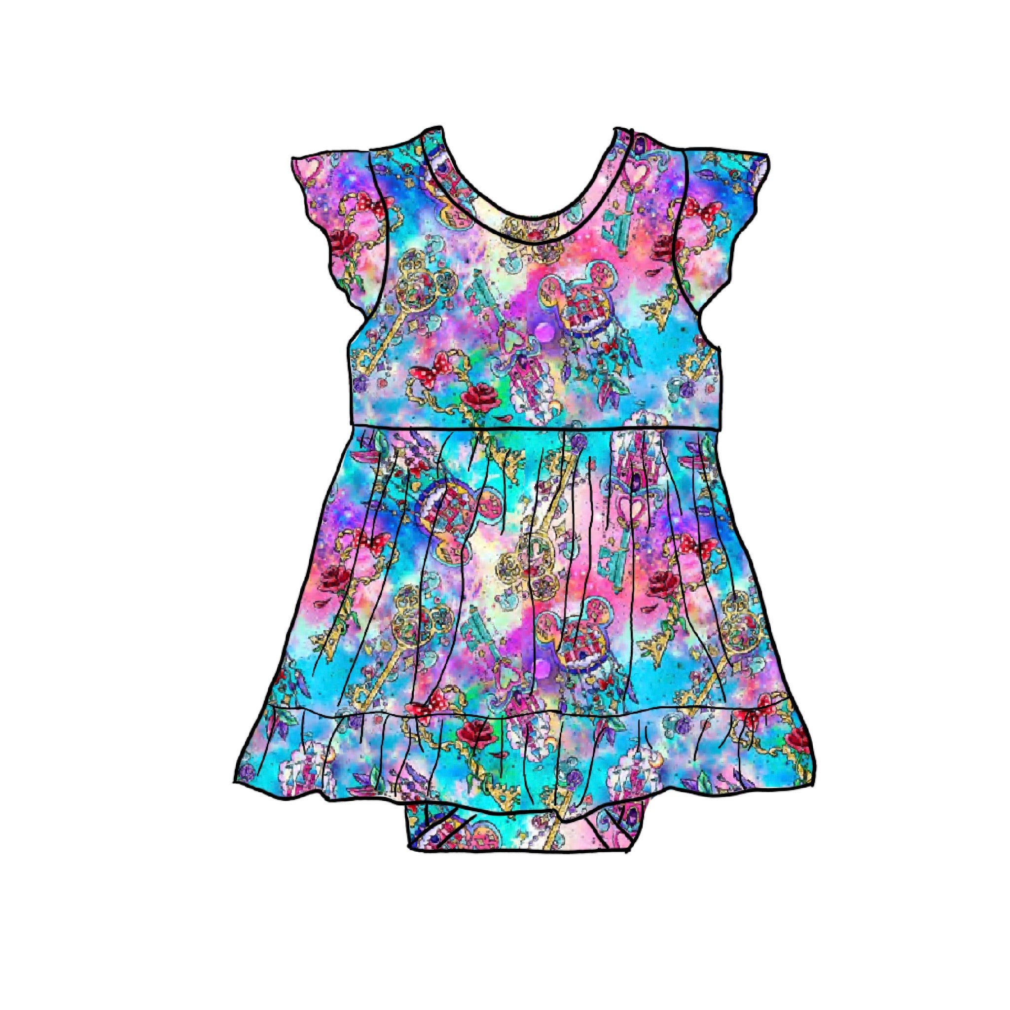 ‘Key’ngdom Bamboo Viscose Baby Skirted Bodysuit
