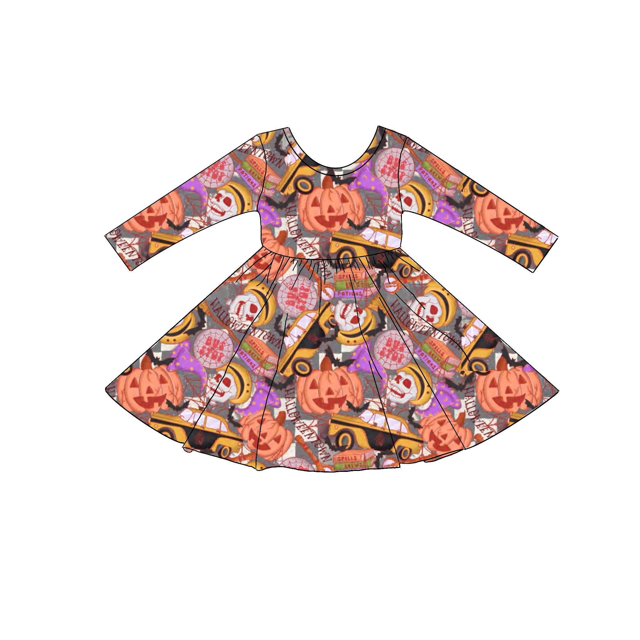 Halloweentown Long Sleeve Bamboo Dress