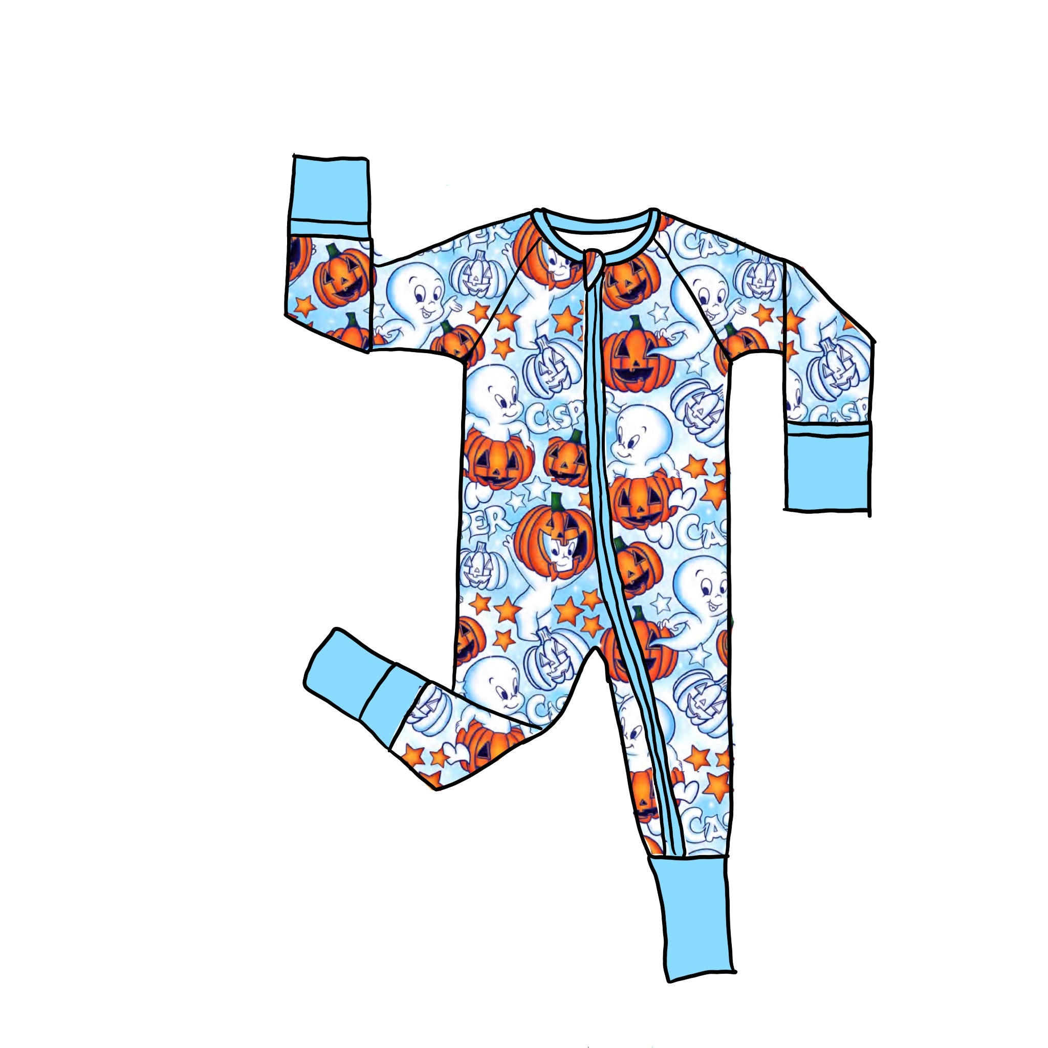 Friendly Ghost Zippie Romper