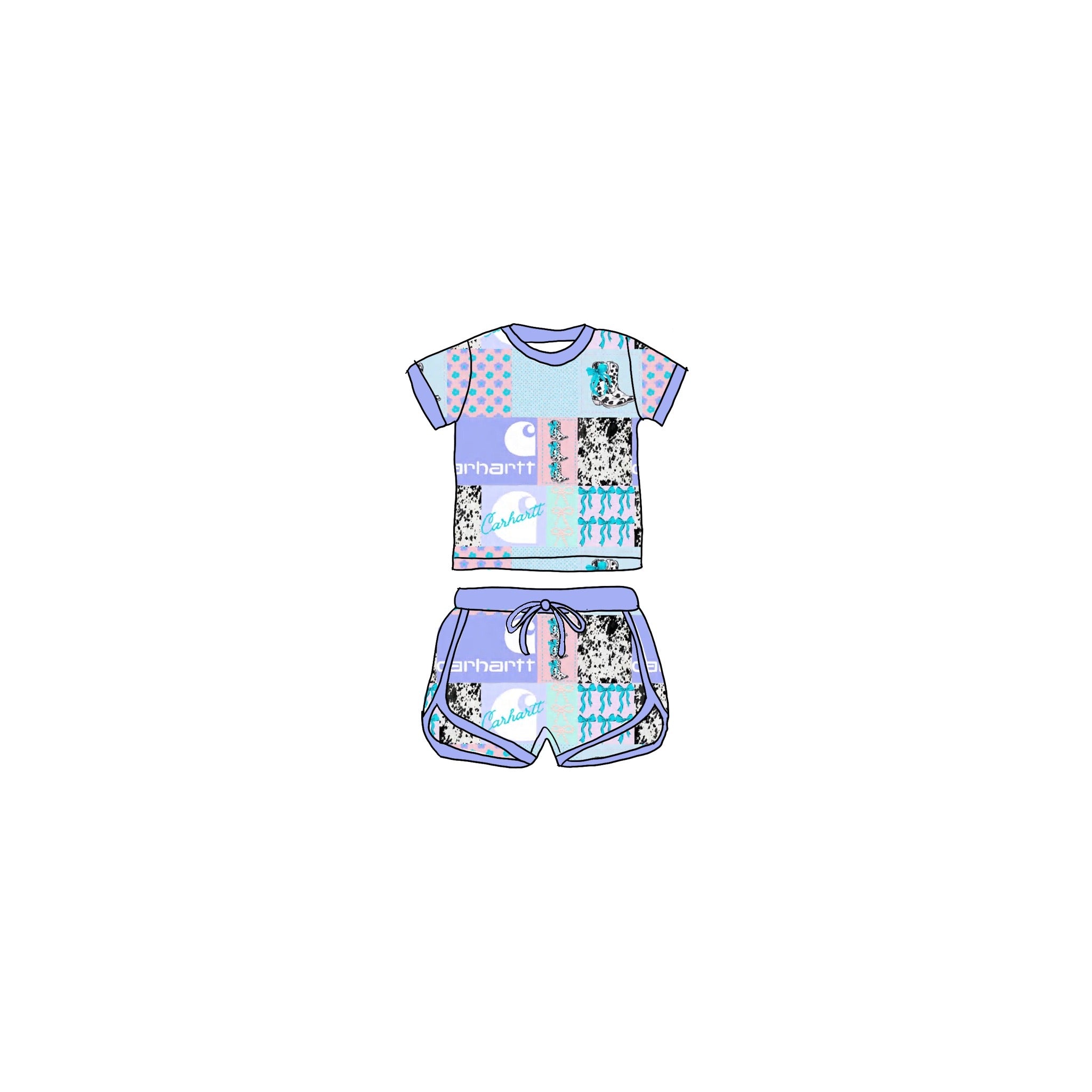 Pastel Cowgirl Bamboo Drawstring Short Set