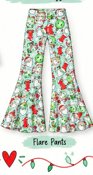 Groovy Santa Adult bamboo Flare Pants and Shirt Set