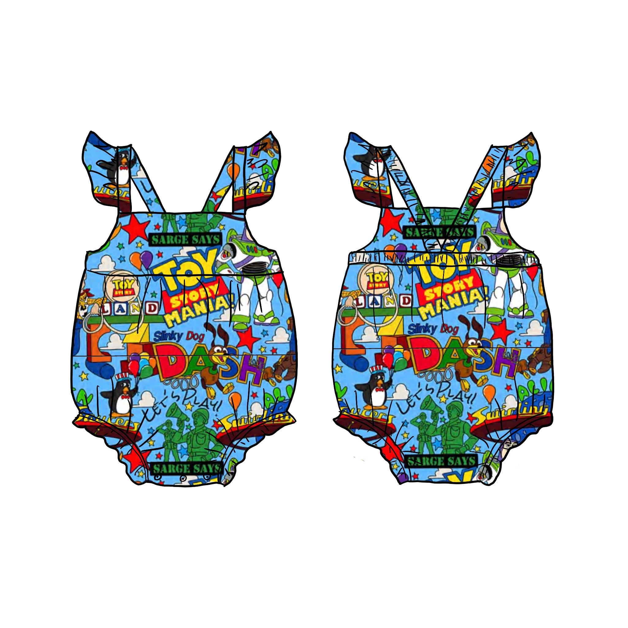 Toy Land Bamboo Ruffle bubble romper