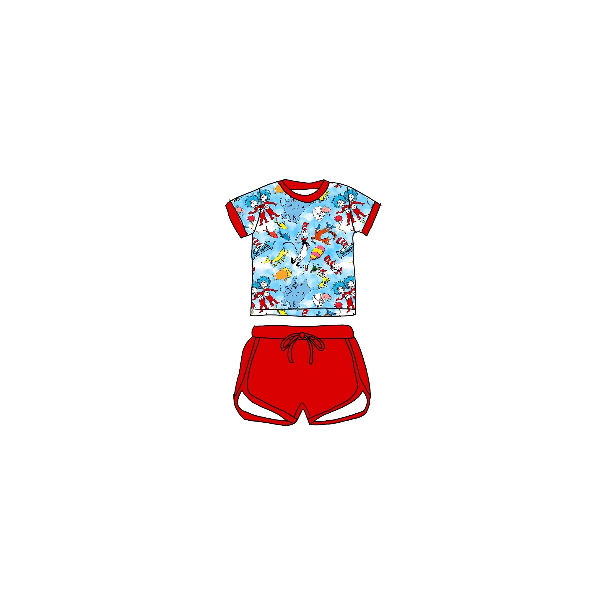 Seuss Landing Bamboo Drawstring Short Set