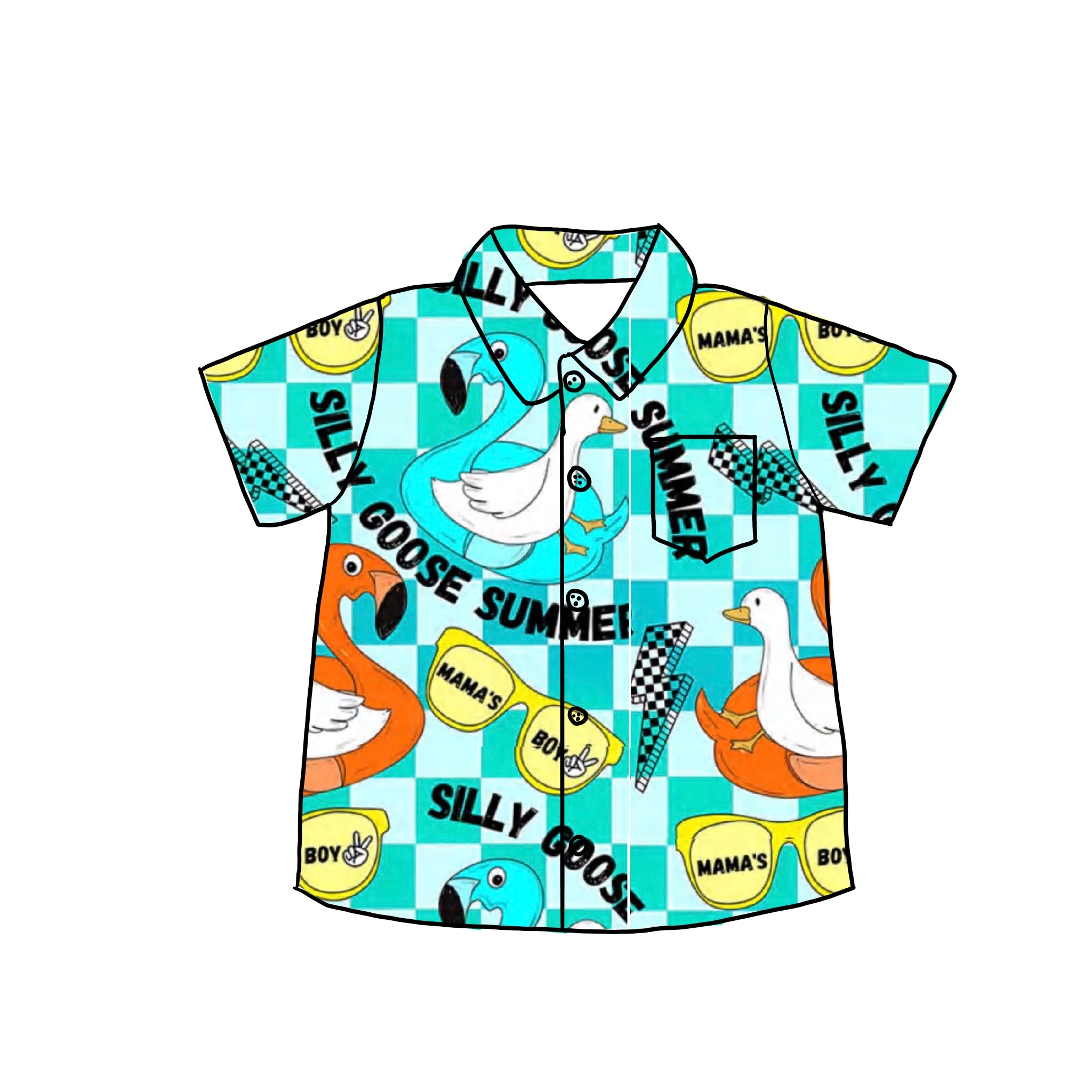 Blue Silly Goose Summer Button Down