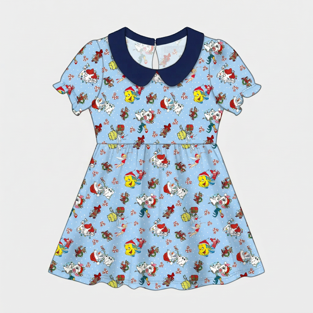 Sidekickin' Holidays Collared Bamboo Twirl Dress