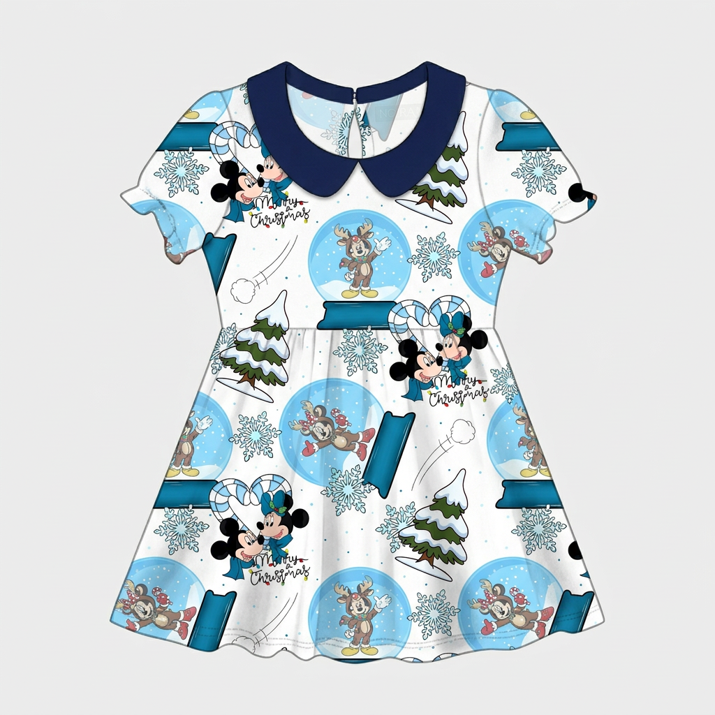 Winter Mickey Collared Bamboo Twirl Dress