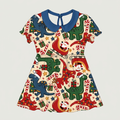 Dino Elves Collared Bamboo Twirl Dress