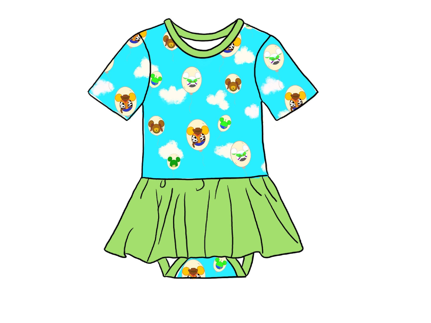 You've Got a Friend in Me Bamboo Viscose Baby Skirted Bodysuit