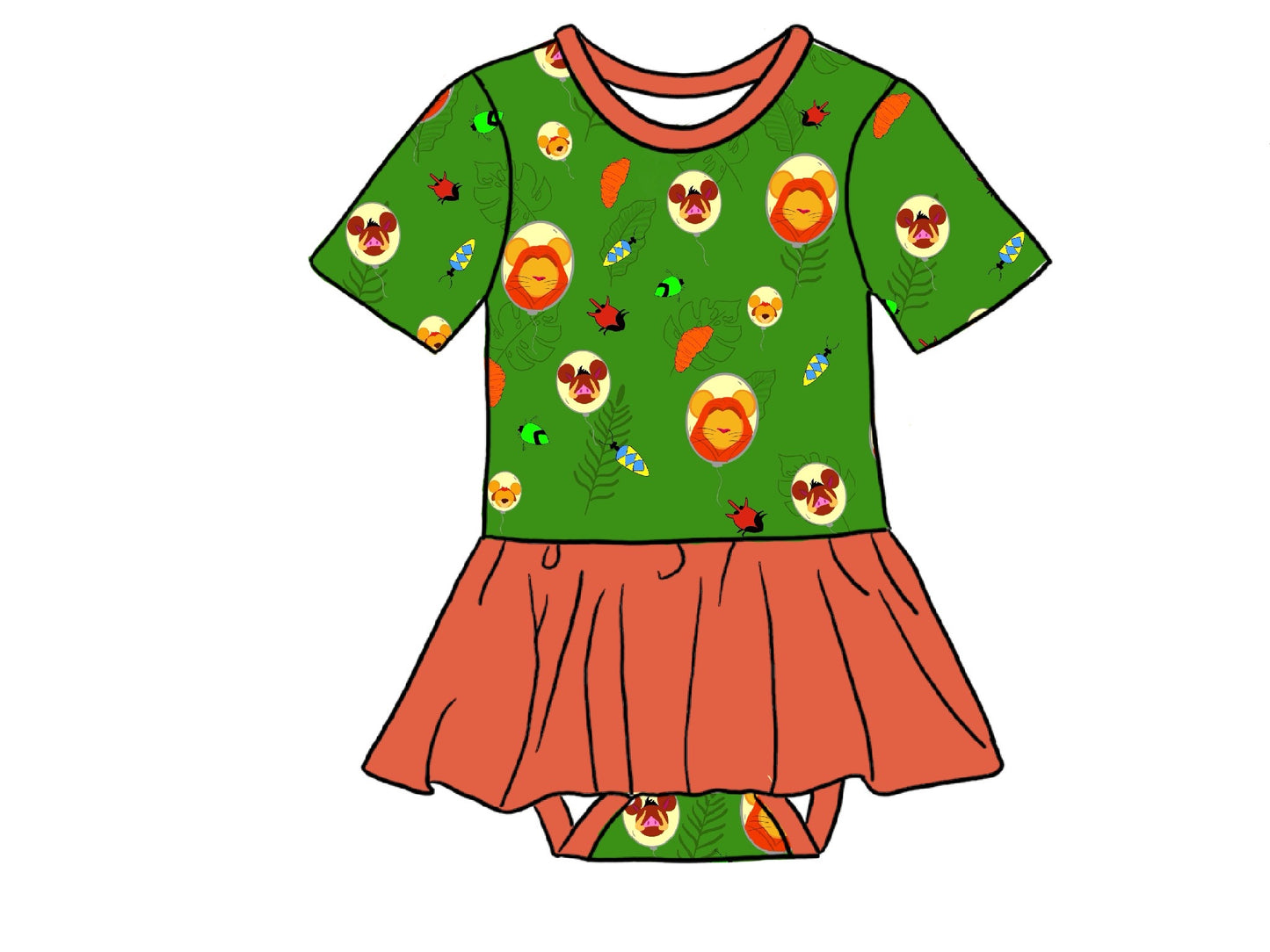 Hakuna Matata Bamboo Viscose Baby Skirted Bodysuit