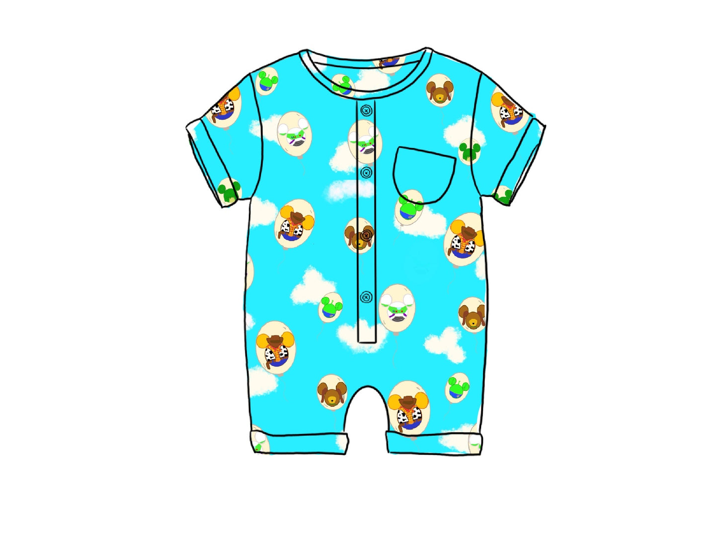 You've Got a Friend in Me Bamboo Viscose Rolled-Up Shortie Romper