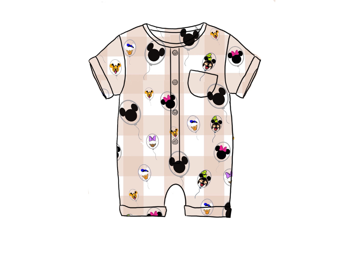 Mickey and Friends Bamboo Viscose Rolled-Up Shortie Romper