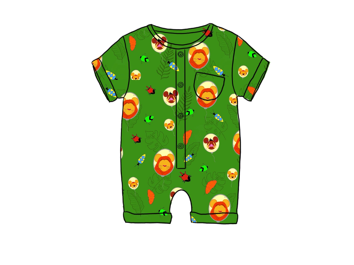 Hakuna Matata Bamboo Viscose Rolled-Up Shortie Romper